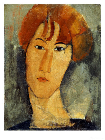 A young Woman with a Reddish Brown Collar - Amedeo Modigliani Paintings